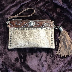 Cowhide wristlet